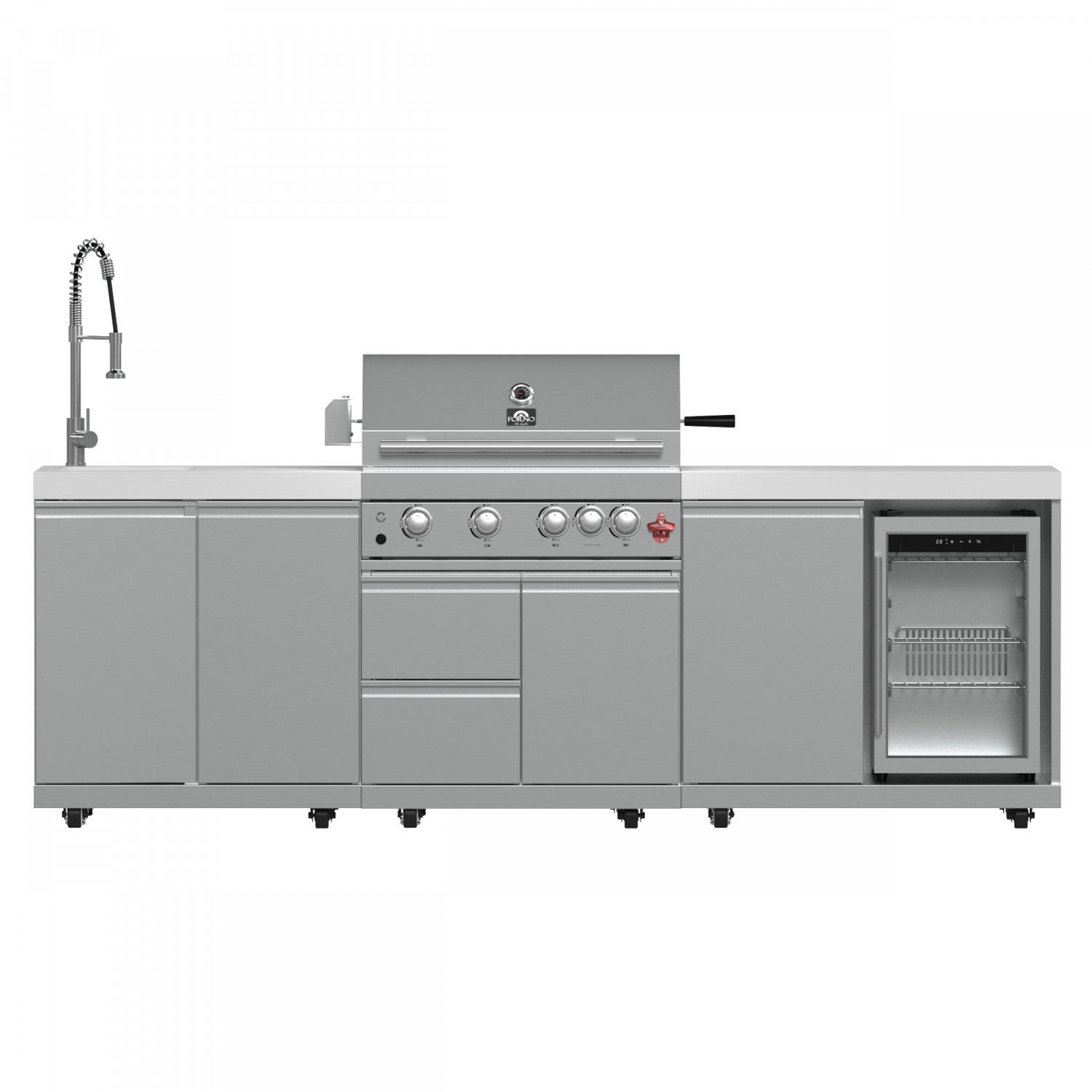 Forno Bulnes White Countertop Outdoor Kitchen with 30" 60,000 BTU BBQ and Beverage Centre - FODKT2506WHT