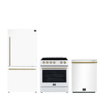 Forno Premium White Kitchen Package with Range, Bottom Freezer Refrigerator and Dishwasher - FBDL-007-03CA