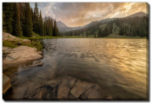 Mountain Lake Serenity Wall Art - Green/Beige - 30 X 45