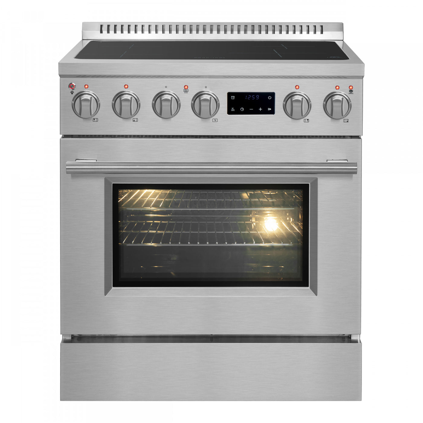 Forno Torino Stainless Steel 30" True Convection Induction Range with Air Fry and Air Sous Vide (4.32 Cu. Ft.) - FFSIN0936-30