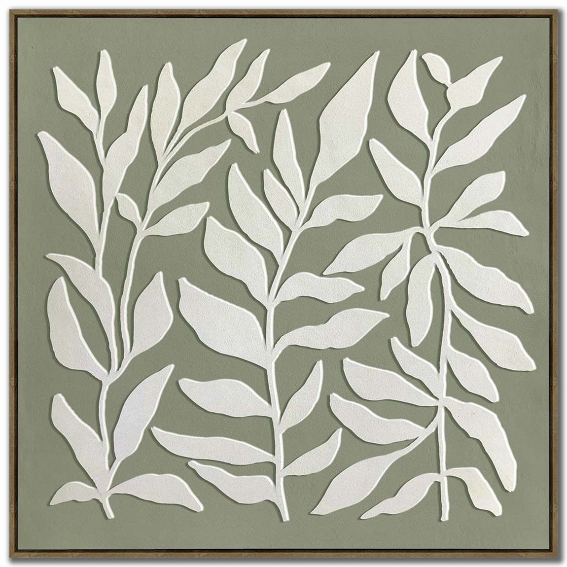 Foliage Rhythm Wall Art - White/Green - 40 X 40