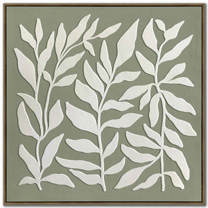 Foliage Rhythm Wall Art - White/Green - 40 X 40