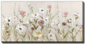 Spring Meadow Blooms Wall Art - Neutral/Pink - 20 X 40