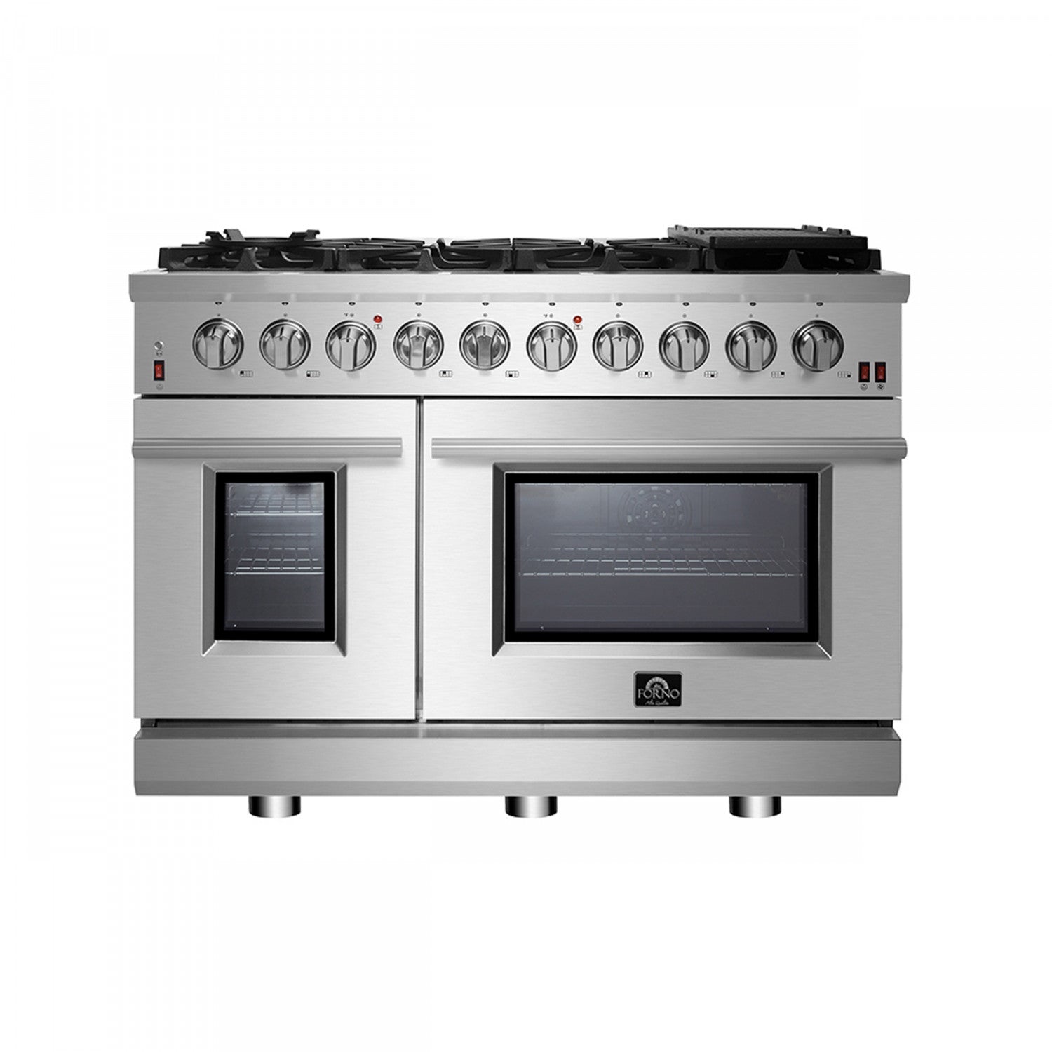 Forno Massimo 48" Stainless Steel Freestanding Double Oven Gas Range with Air Fry (6.58 Cu. Ft.) - FFSGS6239-48