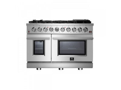 Forno Massimo 48" Stainless Steel Freestanding Double Oven Gas Range with Air Fry (6.58 Cu. Ft.) - FFSGS6239-48