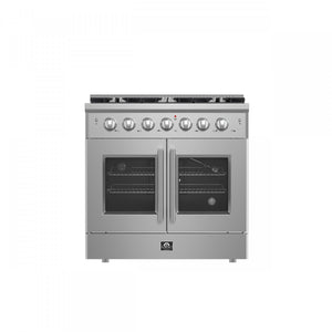 Forno Galiano 36" Stainless Steel French Door Freestanding Gas Range (5.36 Cu. Ft.) - FFSGS6444-36