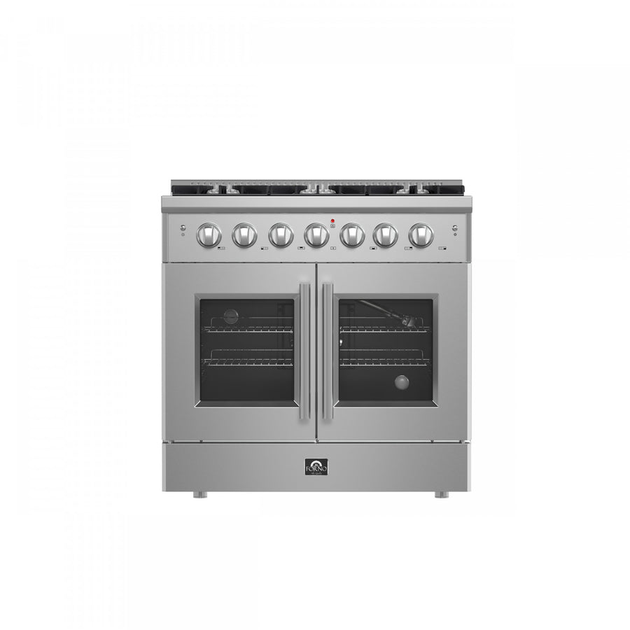 Forno Galiano 36" Stainless Steel French Door Freestanding Gas Range (5.36 Cu. Ft.) - FFSGS6444-36