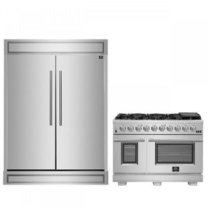 Forno Premium Stainless Steel Kitchen Package with 48" Range and 2 28" Convertible Refrigerator/Freezer - FBDL-019-06CAUS