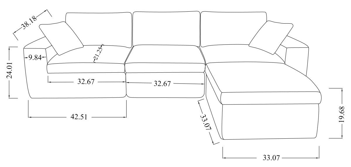 Jade All Foam Sectional - Beige