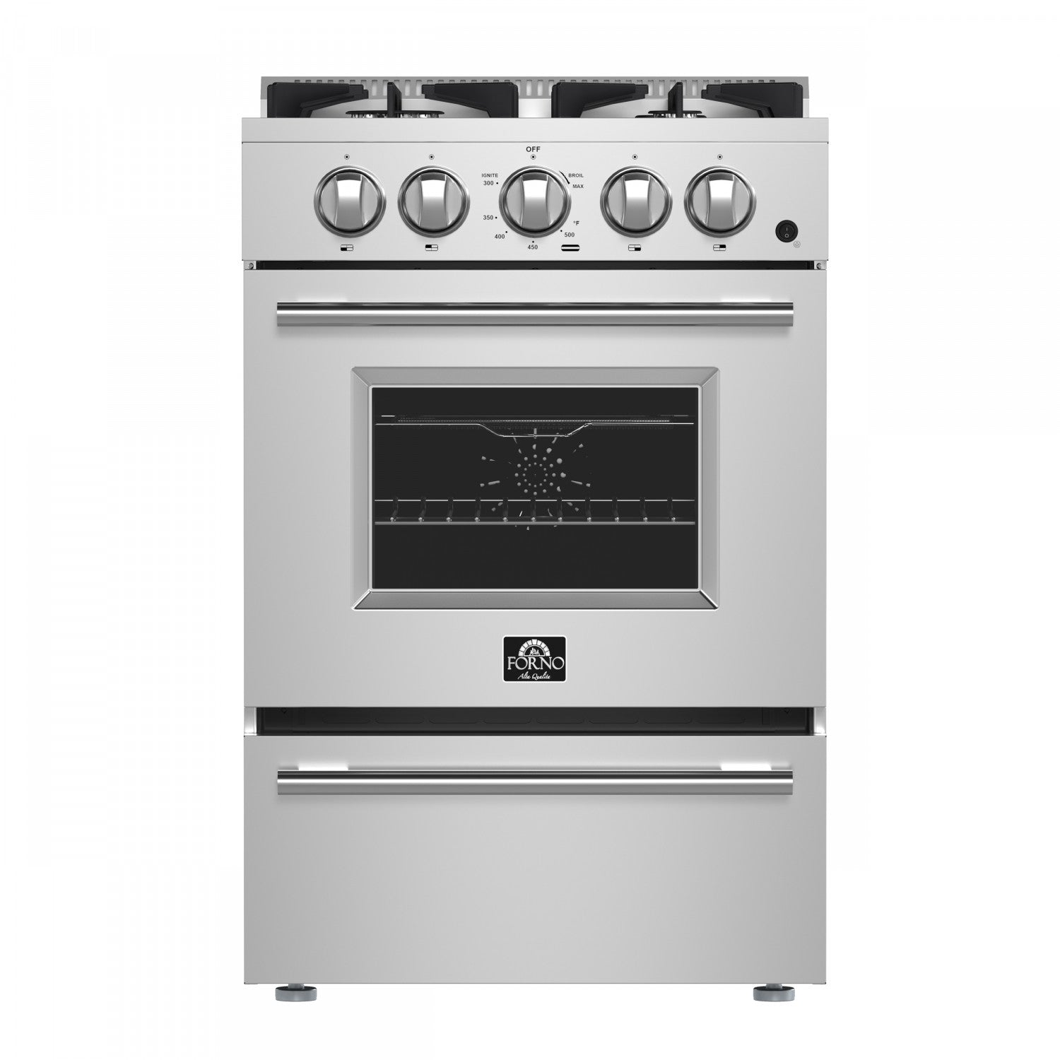 Forno Breno 24" Stainless Steel Freestanding Gas Range with Air Fry (2.3 Cu. Ft.) - FFSGS6290-24