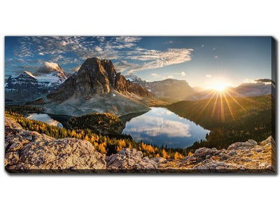 Sunrise Over the Peaks Wall Art - Blue/Brown - 10 X 20