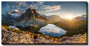 Sunrise Over the Peaks Wall Art - Blue/Brown - 10 X 20