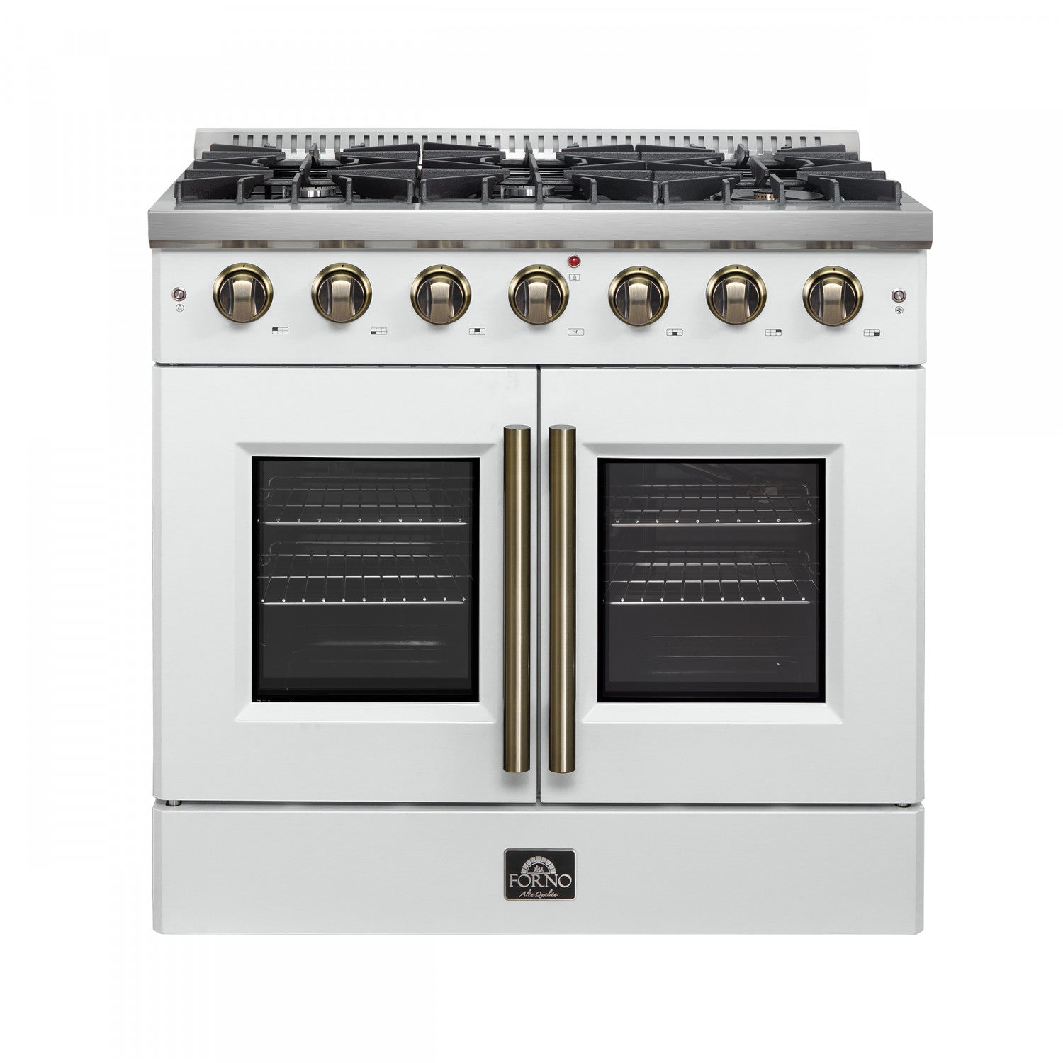 Forno Galiano 36" White French Door Freestanding Gas Range (5.36 Cu. Ft.) - FFSGS6444-36WHT