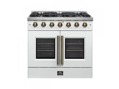 Forno Galiano 36" White French Door Freestanding Gas Range (5.36 Cu. Ft.) - FFSGS6444-36WHT