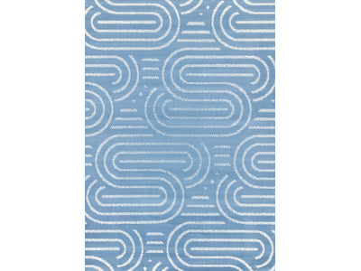 Functional Modern Links Area Rug - Blue Cream - 5' X 8'