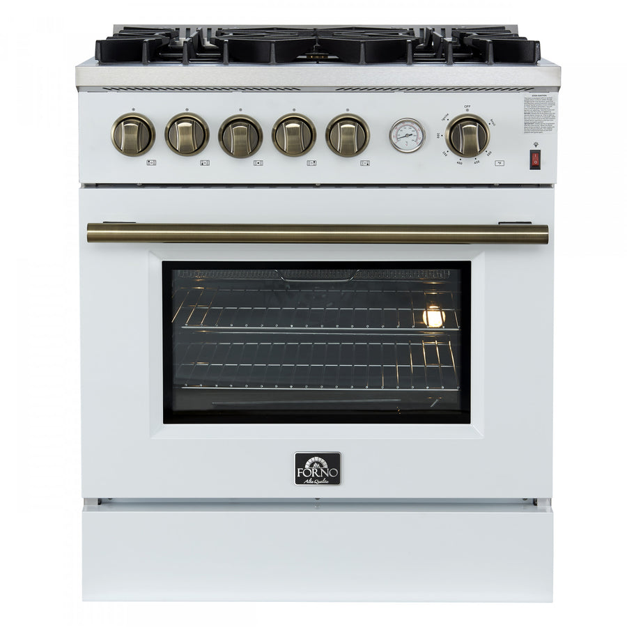 Forno Giovanni 30" White Freestanding Gas Range (4.32 Cu. Ft.) - FFSGS6274-30WHT