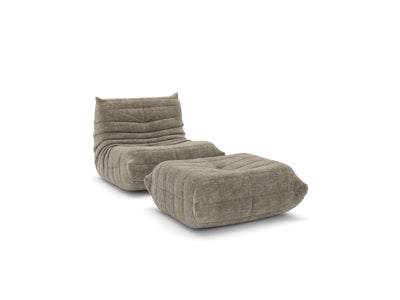 Dontae All Foam Armless Chair and Ottoman - Taupe