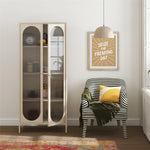Luna Tall 2-Door Accent Cabinet with Fluted Glass - Parchment