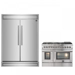 Forno Premium Stainless Steel Kitchen Package with 48" Dual Fuel Range and 2 28" Convertible Refrigerator/Freezer - FBDL-017-03CAUS