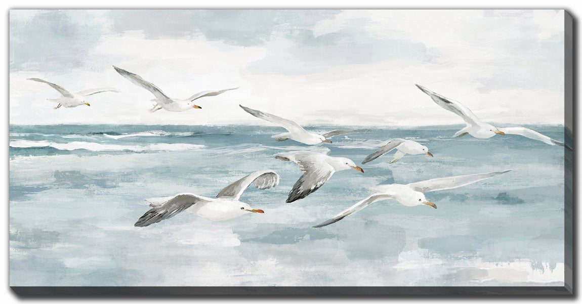 Gull's Passage Wall Art - Blue/White - 28 X 56