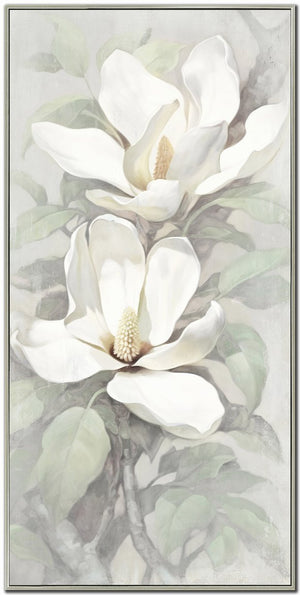 Calming Magnolia I Art  - White/Grey - 48 X 24