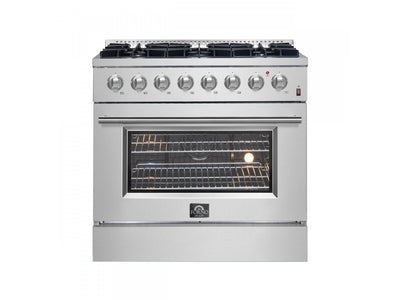 Forno Marco 36" Stainless Steel Dual Fuel Range with True Convection (5.36 Cu. Ft.) - FFSGS6197-36