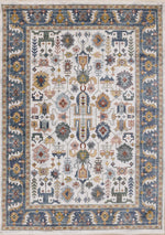 Macie Traditional Border Area Rug - 5' X 8' - Cream/Blue
