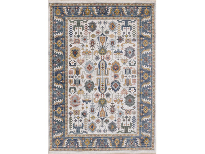 Macie Traditional Border Area Rug - Cream Blue - 5' X 8'