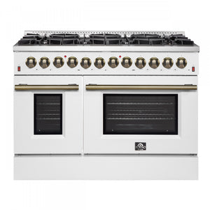 Forno Galiano 48" White Freestanding Dual Fuel Double Oven Range (6.58 Cu. Ft.) - FFSGS6156-48WHT