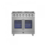 Forno Massimo 36" Stainless Steel French Door Freestanding Gas Range (5.36 Cu. Ft.) - FFSGS6439-36