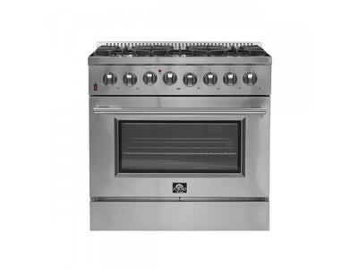 Forno Galiano 36" Stainless Steel Dual Fuel Range with True Convection (5.36 Cu. Ft.) - FFSGS6156-36