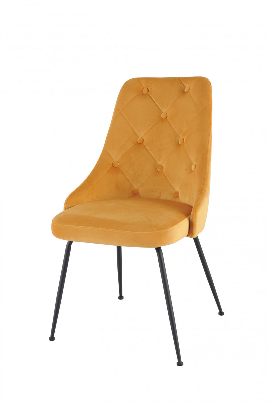 Peacock Velvet Dining Chair - Mustard Yellow/Black - Set of Two