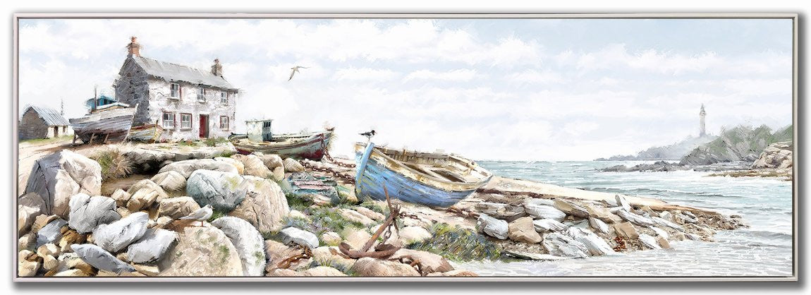 Harbour Haven Wall Art - Blue/Natural - 20 X 60