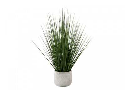 21" Grass Plant With 4" White Pot - Green