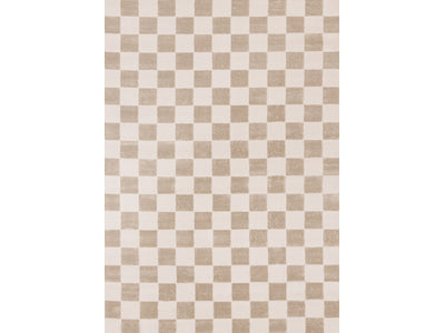 Logan Modern Checkered Area Rug - Beige Cream - 5' X 8'