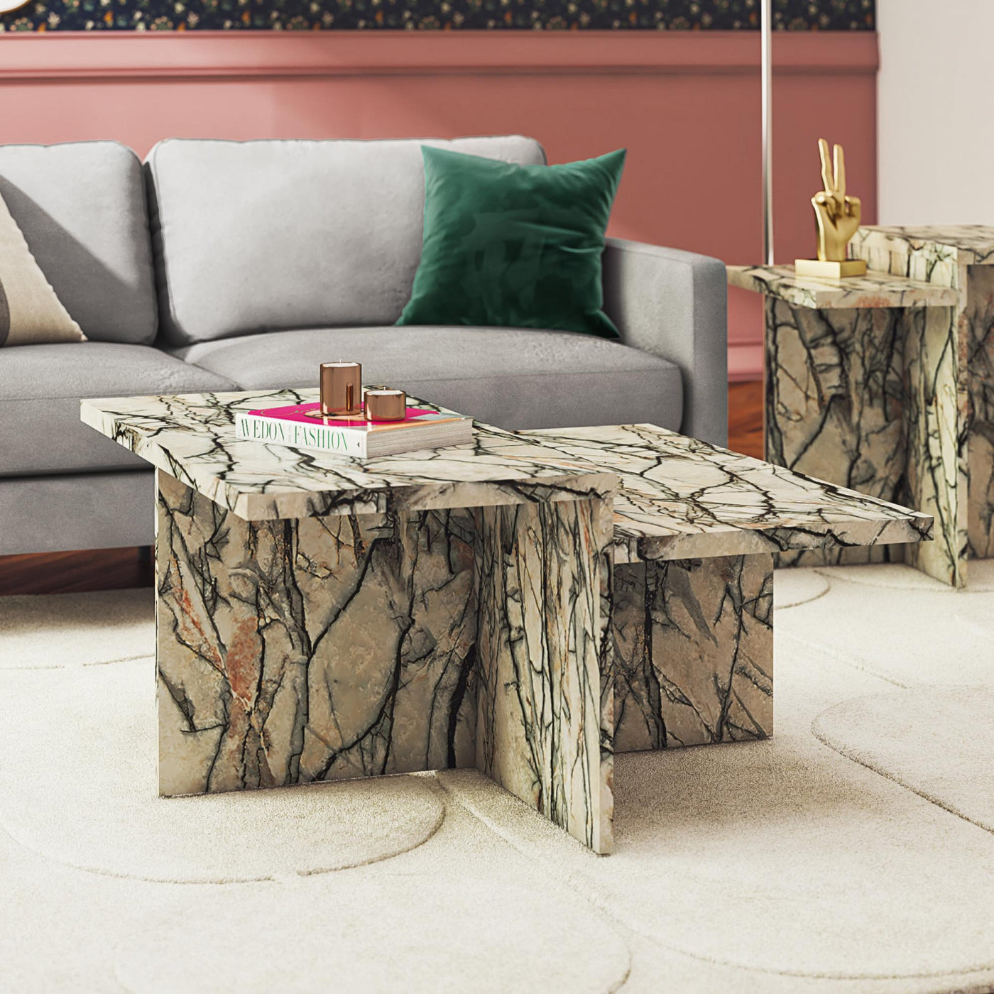 Brielle Two-Tiered Coffee Table - Faux Onyx Marble