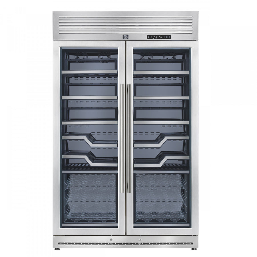 Forno Abruzzo 48" Stainless Steel 102 Bottle Dual Zone Wine Cellar with Clear Holders (24 Cu. Ft.) - FWCDR6611-48S