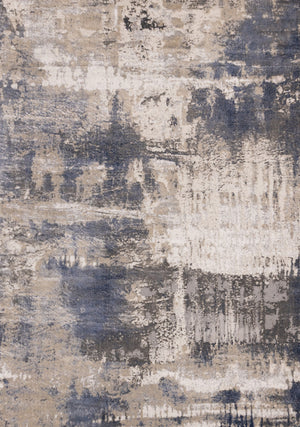 Logan Casual Contemporary Area Rug - Cream Blue Grey - 5' X 8'