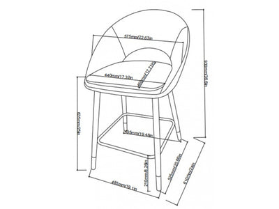 Mila Counter Stool - Grey/Black - Set of Two