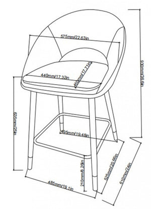 Mila Counter Stool - Grey/Black - Set of Two