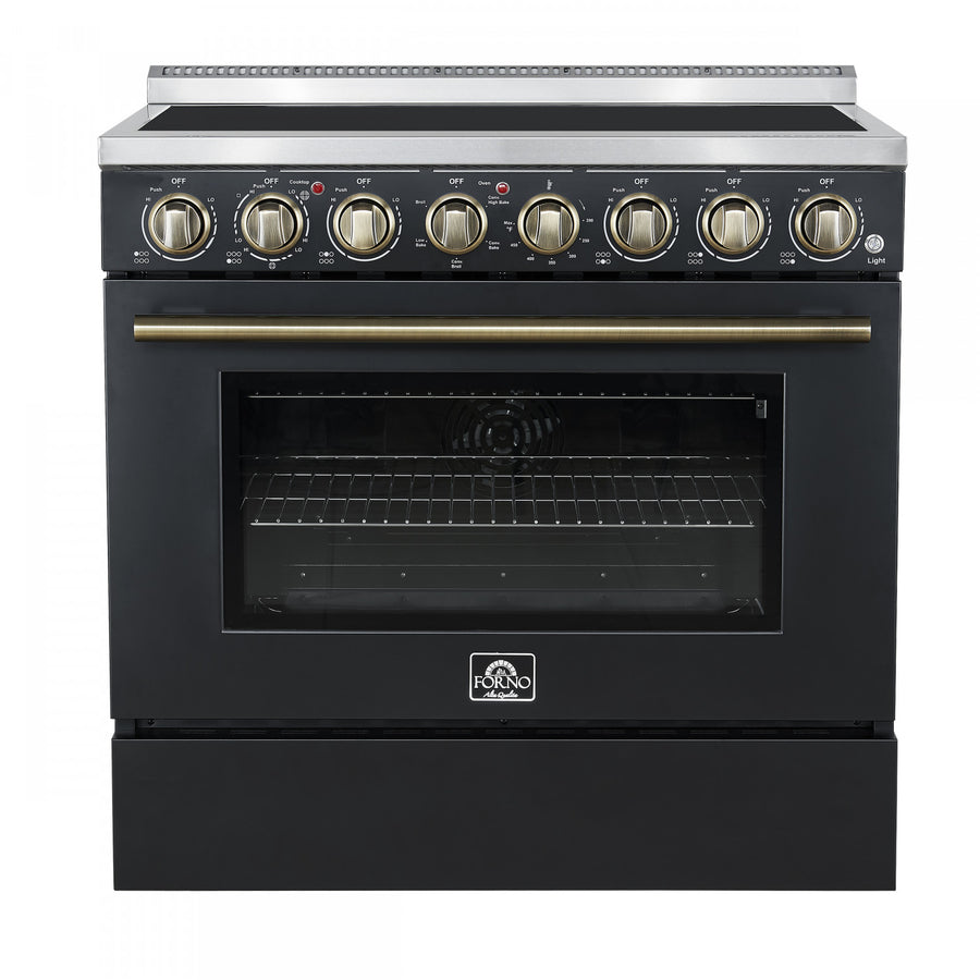 Forno Paolo 36" Black Freestanding Electric Range with True Convection (5.44 Cu. Ft.) - FFSEL6011-36BLK