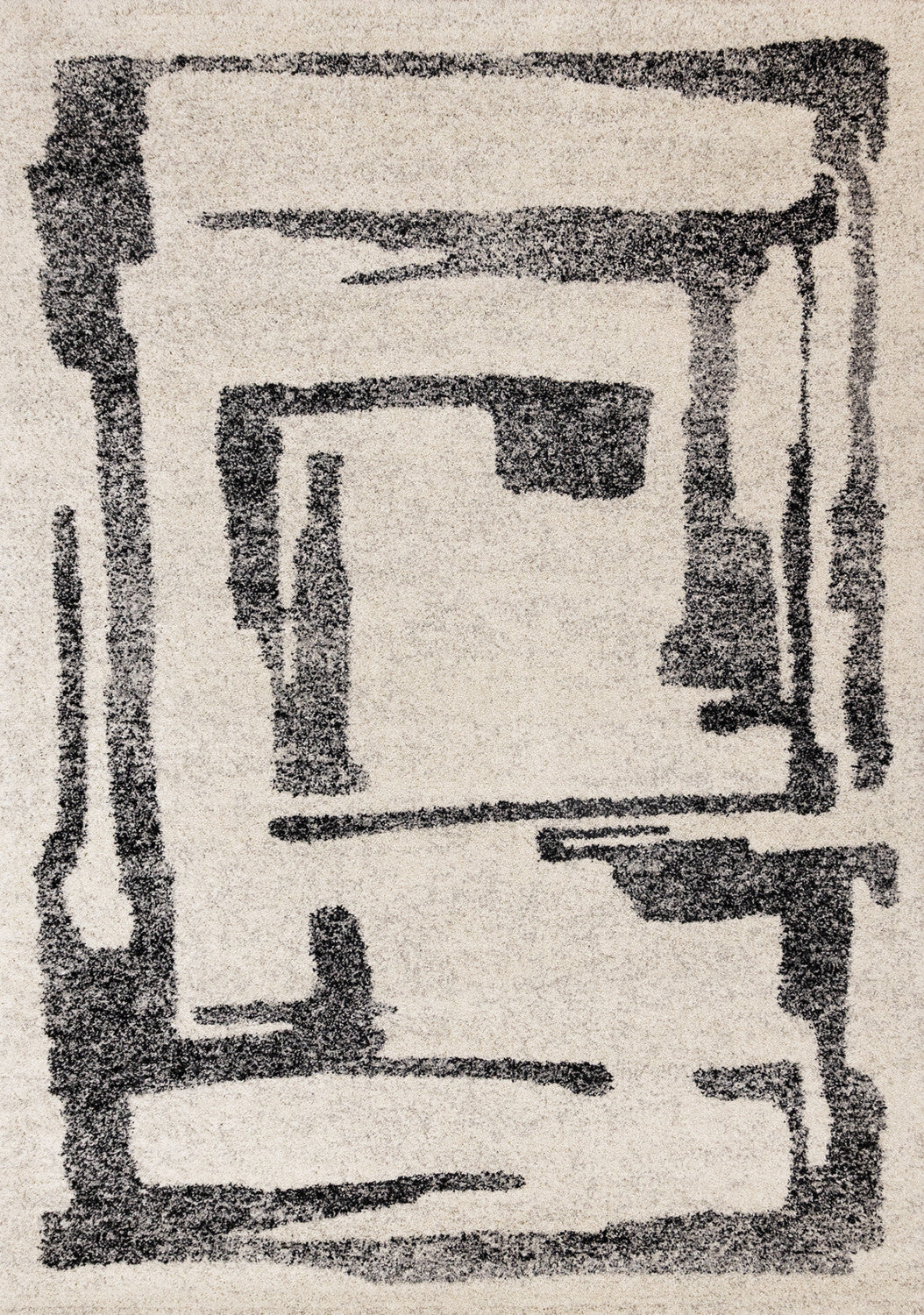 Marquee Modern Abstract Area Rug - Cream Black - 5' X 8'