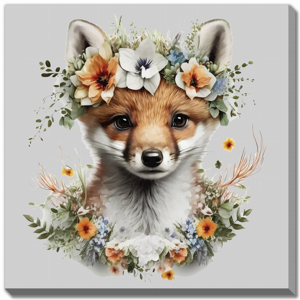 Woodland Queen Wall Art - Orange/Green - 24 X 24