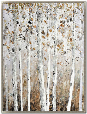Rustle of Birch Wall Art - White/Brown - 48 X 36