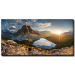 Sunrise Over the Peaks Wall Art - Blue/Brown - 20 X 40