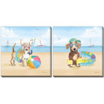 Dog Days of Summer Wall Art - Multi-Colour - 16 X 16 - Set of Two