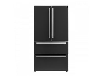 Forno Moena 36" 19.2 Cu.Ft. Black Counter-Depth French Door Refrigerator with Ice Maker - FFRBI1820-36BLK