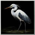 Moonlight Egret II Wall Art - Black/White - 32 X 32