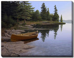 Canoe in the Calm Wall Art - Blue/Green - 22 X 28