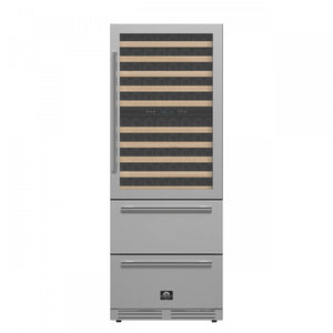 Forno Celano 30" Stainless Steel 150 Bottle Dual Zone Wine Cellar with Two Beverage Drawers (21.3 Cu. Ft.) - FWCDR6697-30S